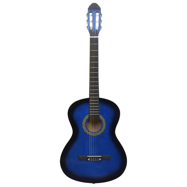 vidaXL Classic Guitar for Beginners with Bag Blue 4/4 39"