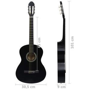 vidaXL Beginner Classical Guitar with Bag Black 4/4 39"