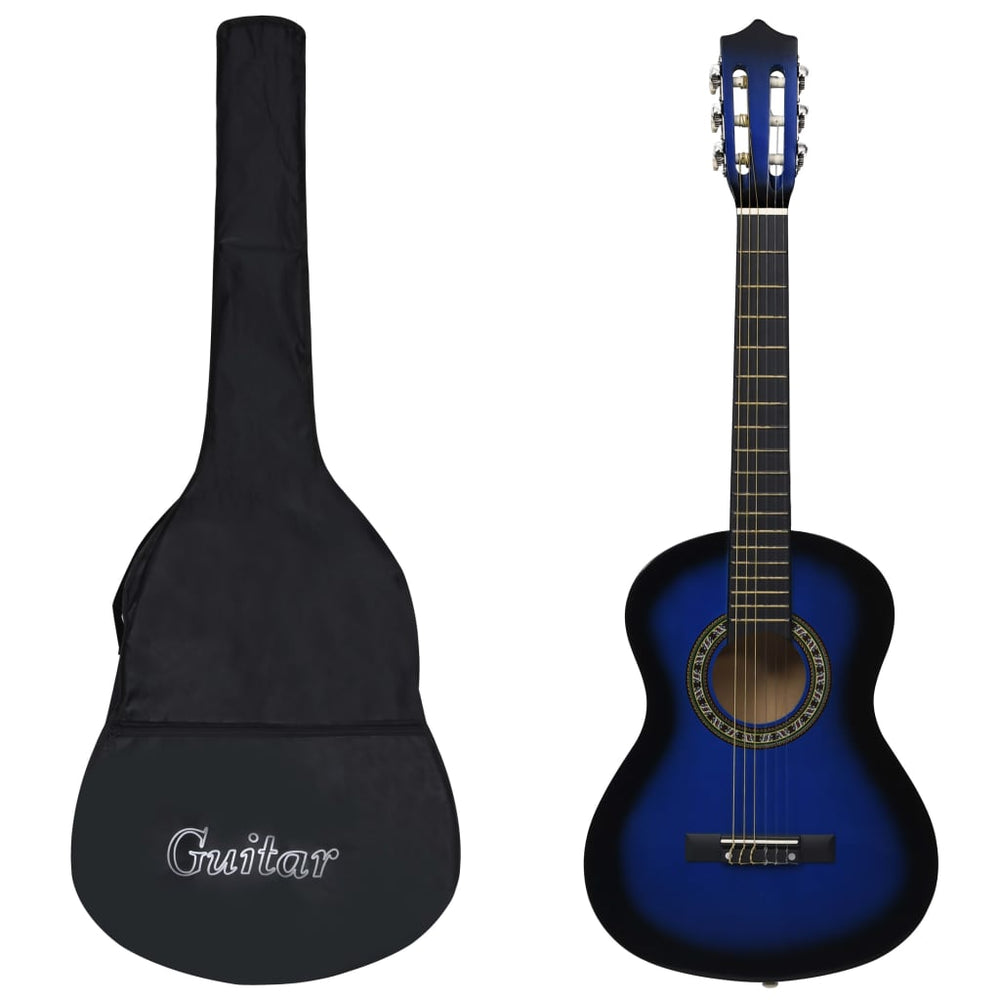 vidaXL Classical Guitar for Beginners and Children with Bag Blue 1/2 34"