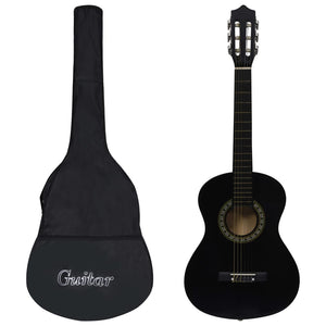 vidaXL Beginner Classical Guitar for Children with Bag Black 1/2 34"