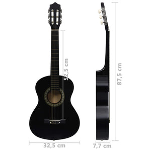 vidaXL Beginner Classical Guitar for Children with Bag Black 1/2 34"