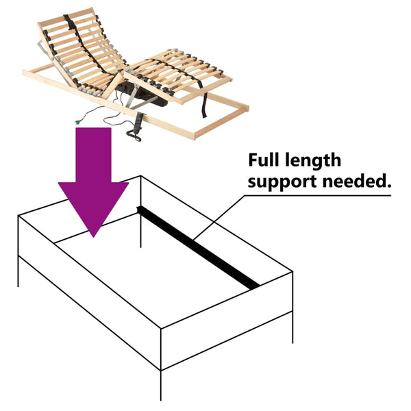 vidaXL Electric Slatted Bed Base with 28 Slats 7 Zones 80x200 cm