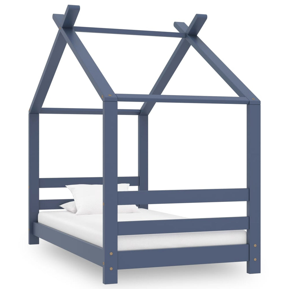 vidaXL Kids' Bed Frame Grey Solid Pine Wood 70x140 cm