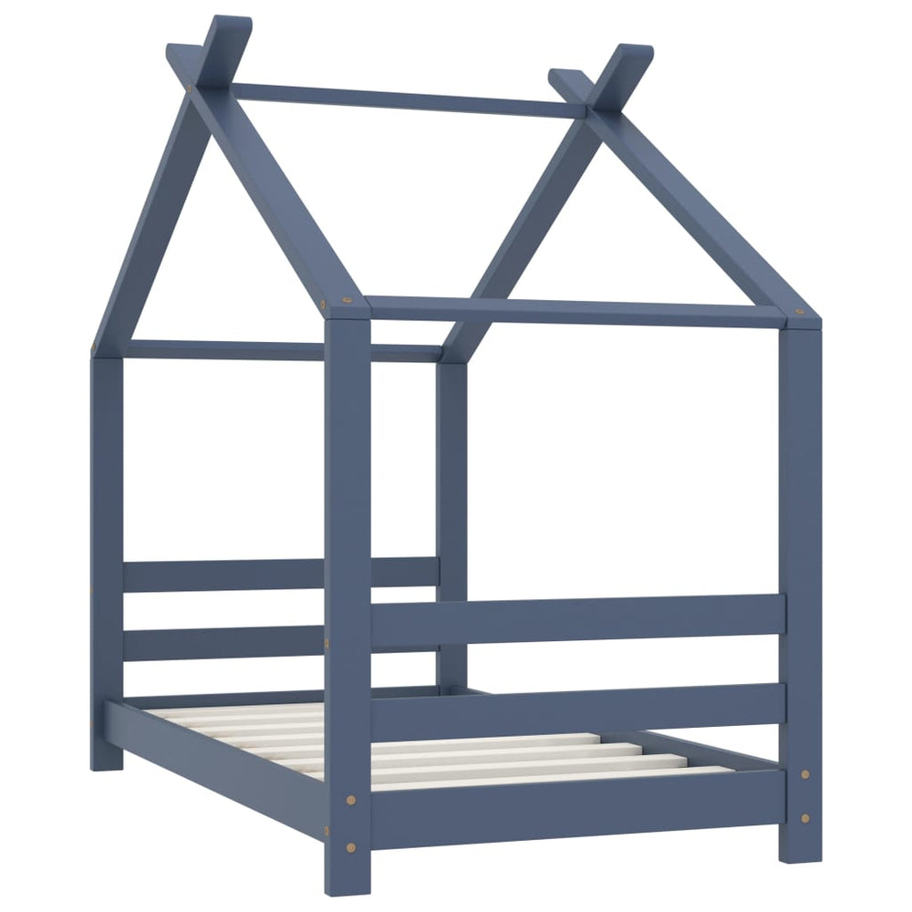 vidaXL Kids' Bed Frame Grey Solid Pine Wood 70x140 cm