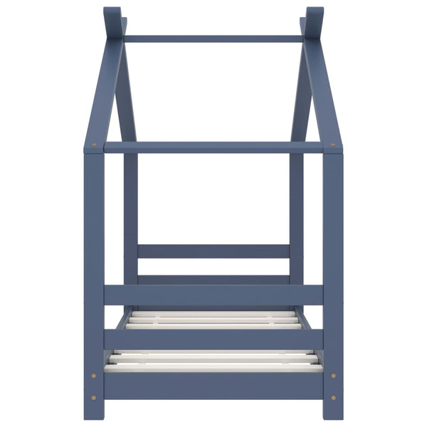 vidaXL Kids' Bed Frame Grey Solid Pine Wood 70x140 cm