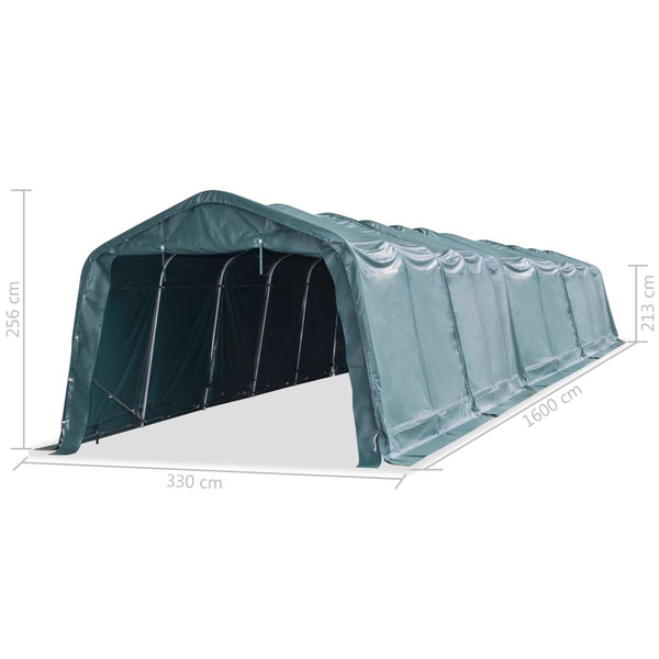 vidaXL Pasture Tent PVC 550 g/m² 3.3×16 m Dark Green
