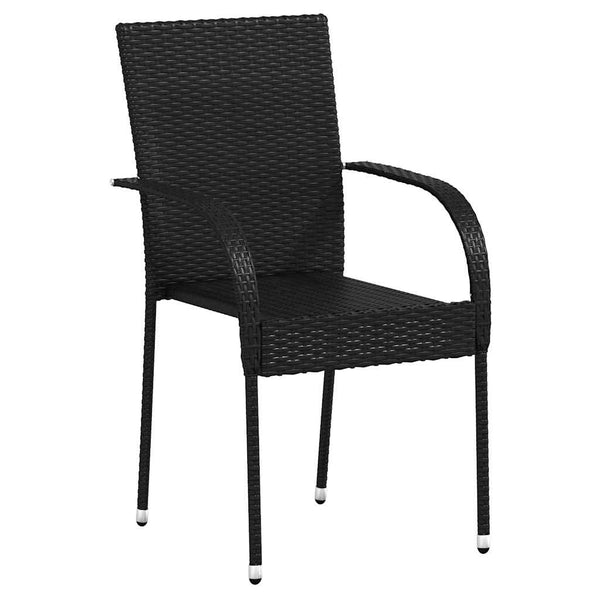 Stapelbare Gartenstühle 4 Stk. Poly Rattan Schwarz