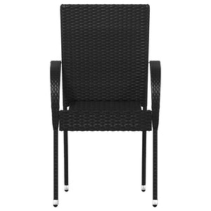 Stapelbare Gartenstühle 4 Stk. Poly Rattan Schwarz