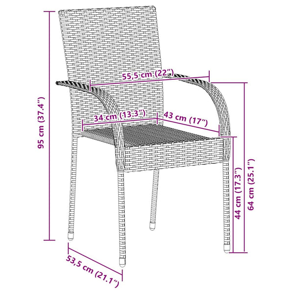 Stapelbare Gartenstühle 4 Stk. Poly Rattan Schwarz