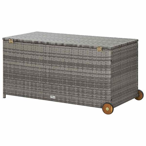 vidaXL Garden Cushion Box Light Grey 120x65x61 cm Poly Rattan