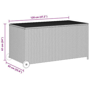 vidaXL Garden Cushion Box Light Grey 120x65x61 cm Poly Rattan