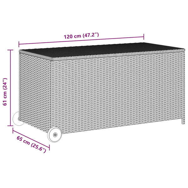 vidaXL Garden Cushion Box Light Grey 120x65x61 cm Poly Rattan
