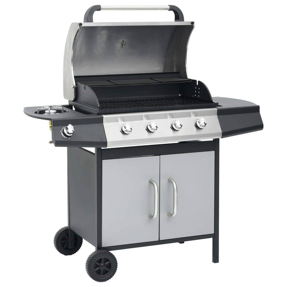 vidaXL Gas Grill 4+1 Burners Black and Silver Steel & Stainless Steel