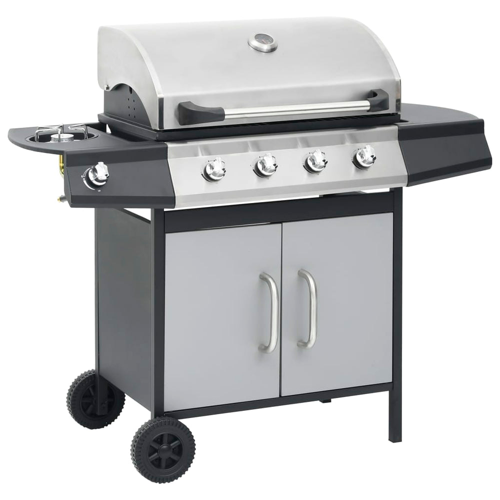 vidaXL Gas Grill 4+1 Burners Black and Silver Steel & Stainless Steel