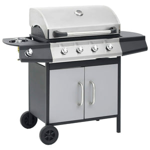vidaXL Gas Grill 4+1 Burners Black and Silver Steel & Stainless Steel