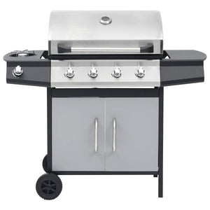 vidaXL Gas Grill 4+1 Burners Black and Silver Steel & Stainless Steel