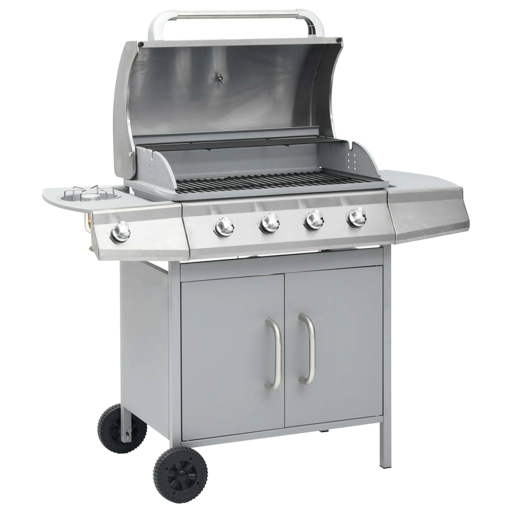 vidaXL Gas Grill 4+1 Burners Silver Stainless Steel