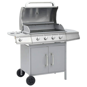 vidaXL Gas Grill 4+1 Burners Silver Stainless Steel