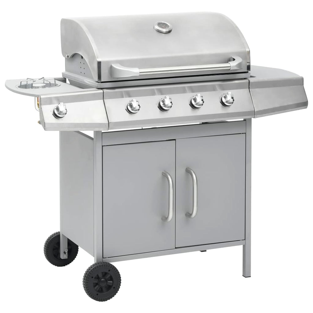 vidaXL Gas Grill 4+1 Burners Silver Stainless Steel