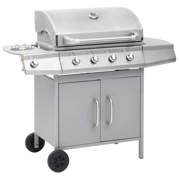 vidaXL Gas Grill 4+1 Burners Silver Stainless Steel