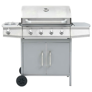 vidaXL Gas Grill 4+1 Burners Silver Stainless Steel