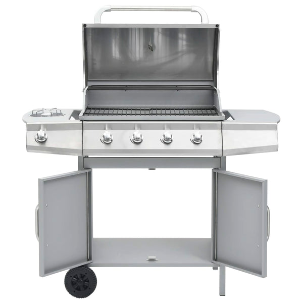 vidaXL Gas Grill 4+1 Burners Silver Stainless Steel