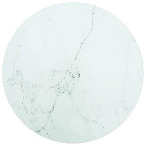 vidaXL Tabletop White Ø30x0.8 cm Tempered Glass Marble Look