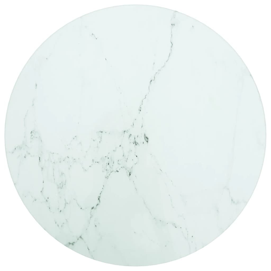 vidaXL Tabletop White Ø30x0.8 cm Tempered Glass Marble Look