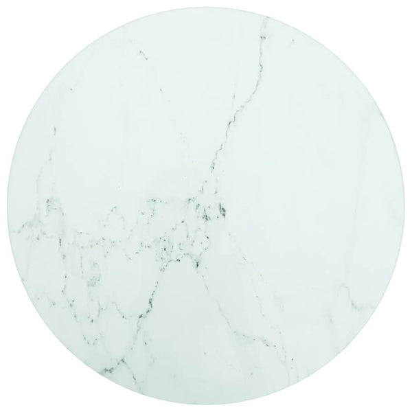 vidaXL Tabletop White Ø30x0.8 cm Tempered Glass Marble Look