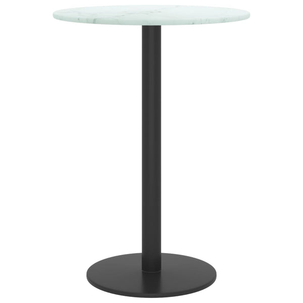 vidaXL Tabletop White Ø30x0.8 cm Tempered Glass Marble Look