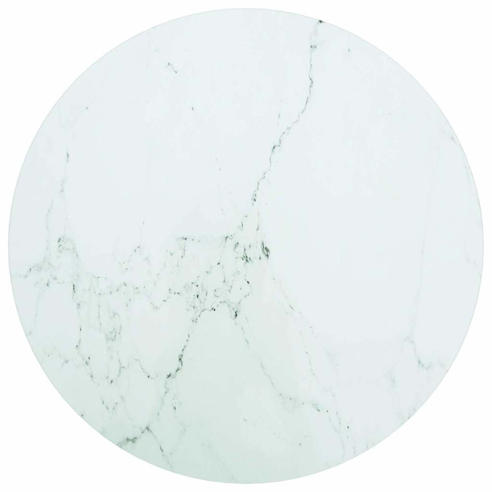 vidaXL Table Top White Ø50x0.8 cm Tempered Glass Marble Look