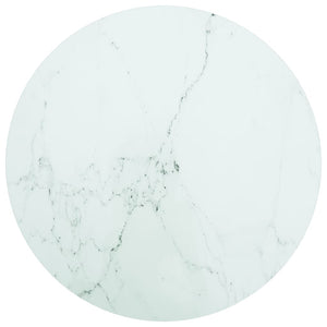 vidaXL Table Top White Ø60x0.8 cm Tempered Glass Marble Look