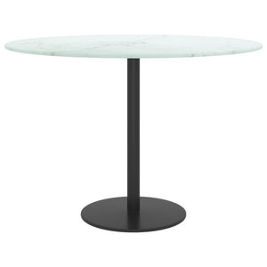 vidaXL Table Top White Ø60x0.8 cm Tempered Glass Marble Look