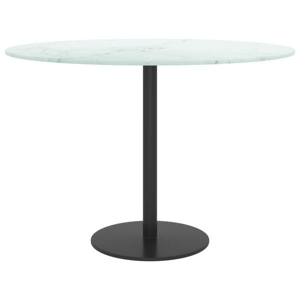 vidaXL Table Top White Ø60x0.8 cm Tempered Glass Marble Look