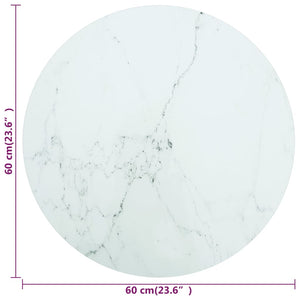 vidaXL Table Top White Ø60x0.8 cm Tempered Glass Marble Look