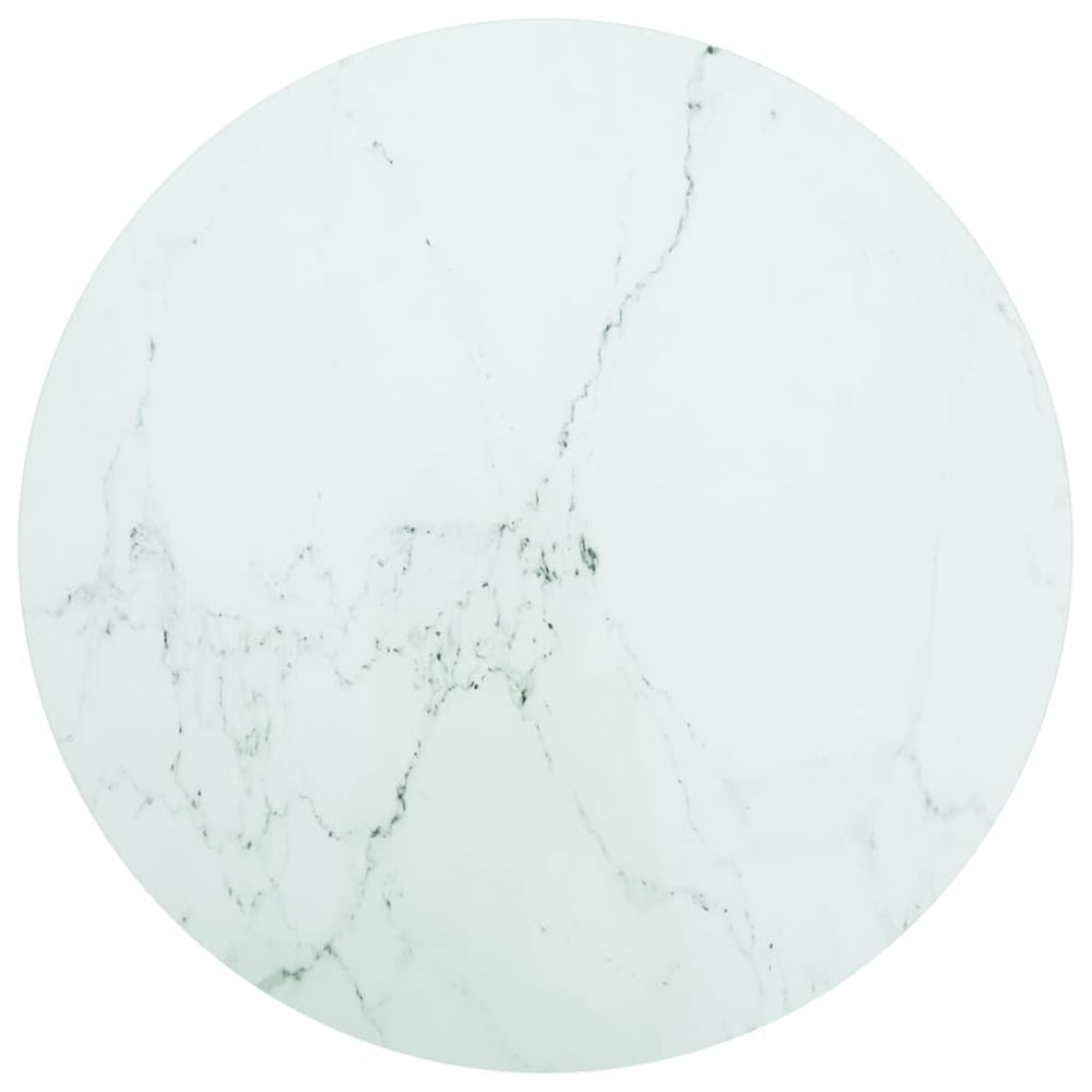 vidaXL Table Top White Ø70x0.8 cm Tempered Glass Marble Look