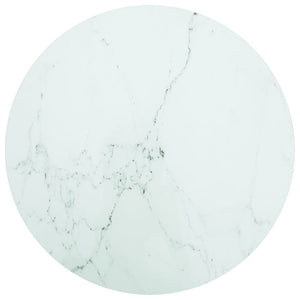 vidaXL Table Top White Ø70x0.8 cm Tempered Glass Marble Look