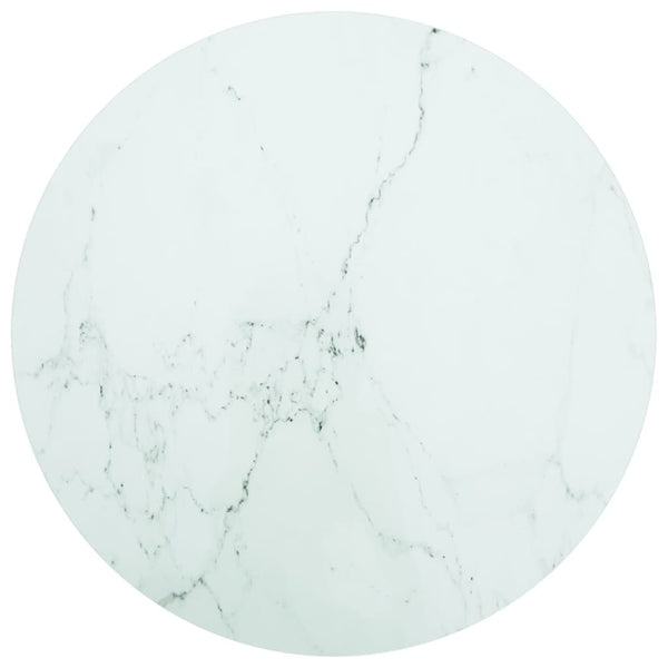vidaXL Table Top White Ø70x0.8 cm Tempered Glass Marble Look