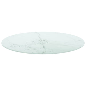 vidaXL Table Top White Ø70x0.8 cm Tempered Glass Marble Look