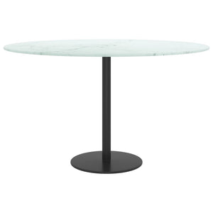vidaXL Table Top White Ø70x0.8 cm Tempered Glass Marble Look