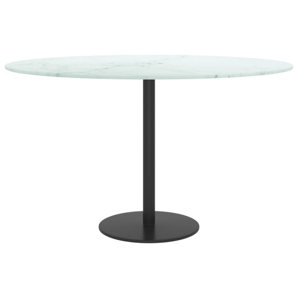 vidaXL Table Top White Ø70x0.8 cm Tempered Glass Marble Look