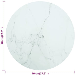 vidaXL Table Top White Ø70x0.8 cm Tempered Glass Marble Look