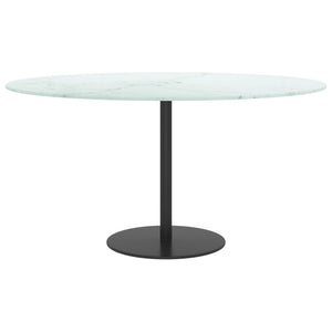 vidaXL Tabletop White Ø80x1 cm Tempered Glass Marble Look