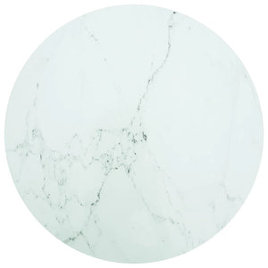 vidaXL Table Top White Ø90x1 cm Tempered Glass Marble Look
