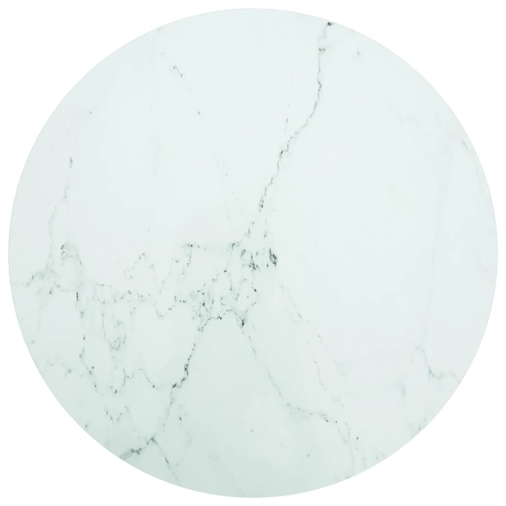 vidaXL Table Top White Ø90x1 cm Tempered Glass Marble Look