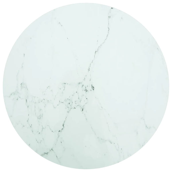 vidaXL Table Top White Ø90x1 cm Tempered Glass Marble Look