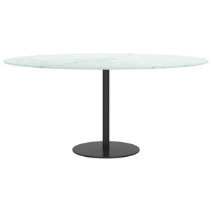 vidaXL Table Top White Ø90x1 cm Tempered Glass Marble Look
