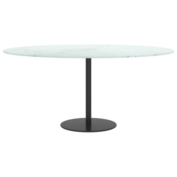 vidaXL Table Top White Ø90x1 cm Tempered Glass Marble Look