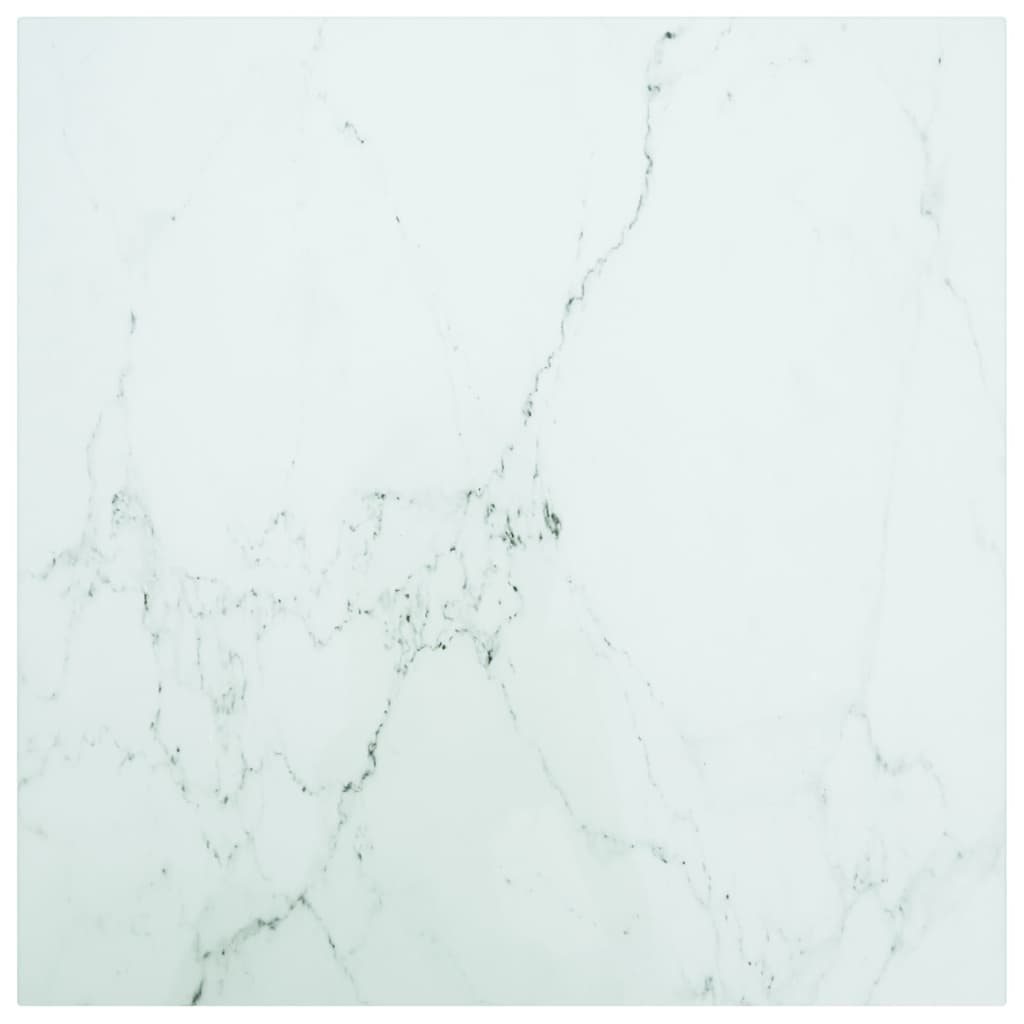 vidaXL Tabletop White 60x60 cm 6 mm Tempered Glass Marble Look