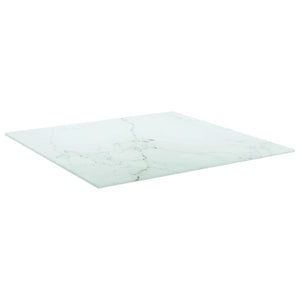 vidaXL Tabletop White 60x60 cm 6 mm Tempered Glass Marble Look
